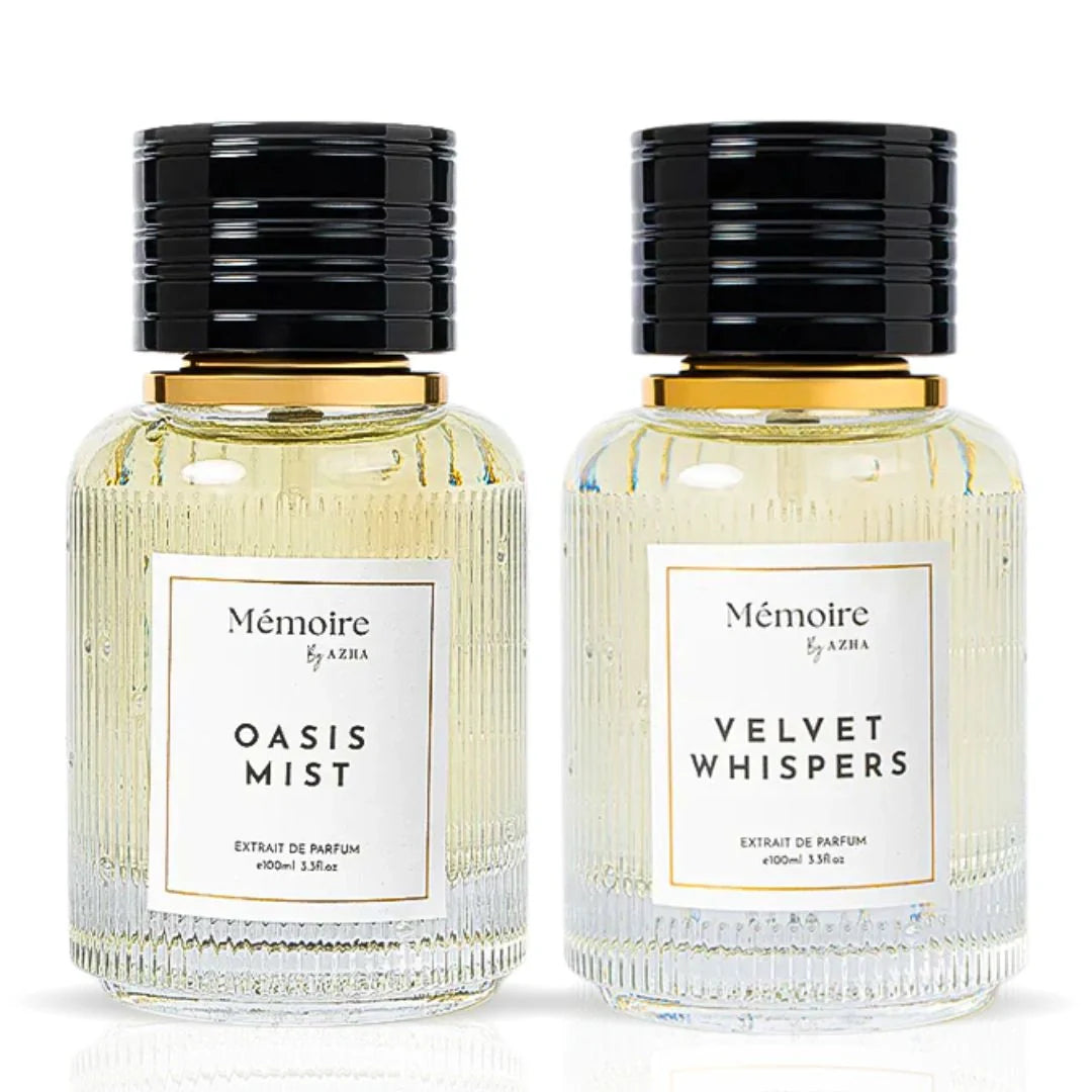 Oasis Mist & Velvet Whispers Extrait de Parfum Sprays 100ml (3.3 oz) - Memoire Collection by Azha (Bundle)