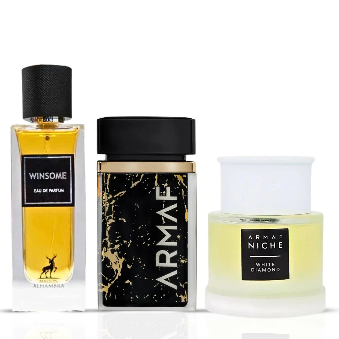 Winsome by Maison Alhambra and Ombre D’or & Armaf Niche White Diamond by Armaf - Eau de Parfum Sprays 100ml (3.4 oz) (Rocco’s Fall Date Night Bundle)