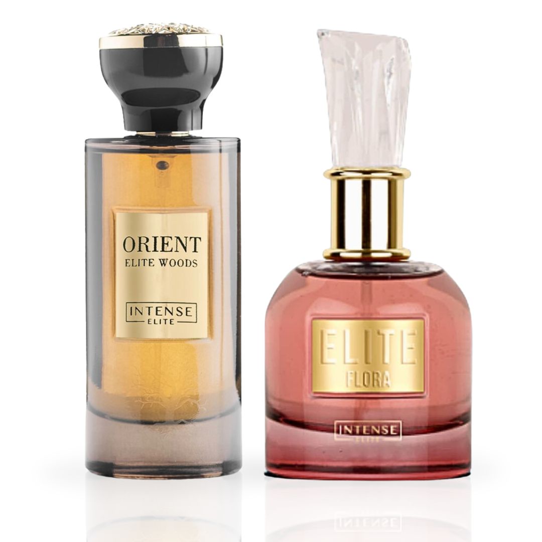 Orient Elite Woods for Men & Elite Flora for Women Eau de Parfum Sprays 100ml (3.4 oz) by Intense Elite