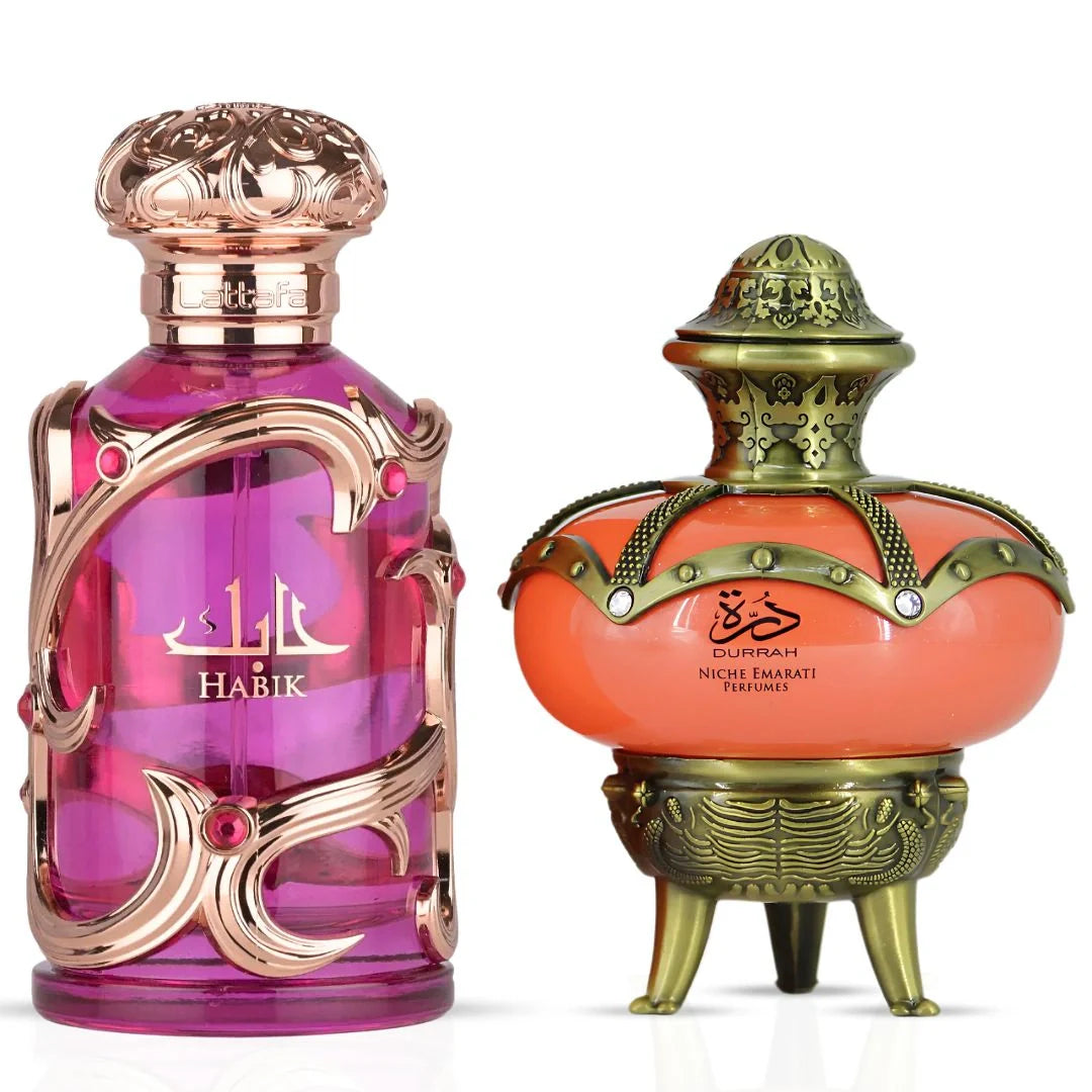 Habik for Women & Niche Emarati Durrah Eau de Parfum Sprays 100ml (3.4 oz) by Lattafa (Bundle)