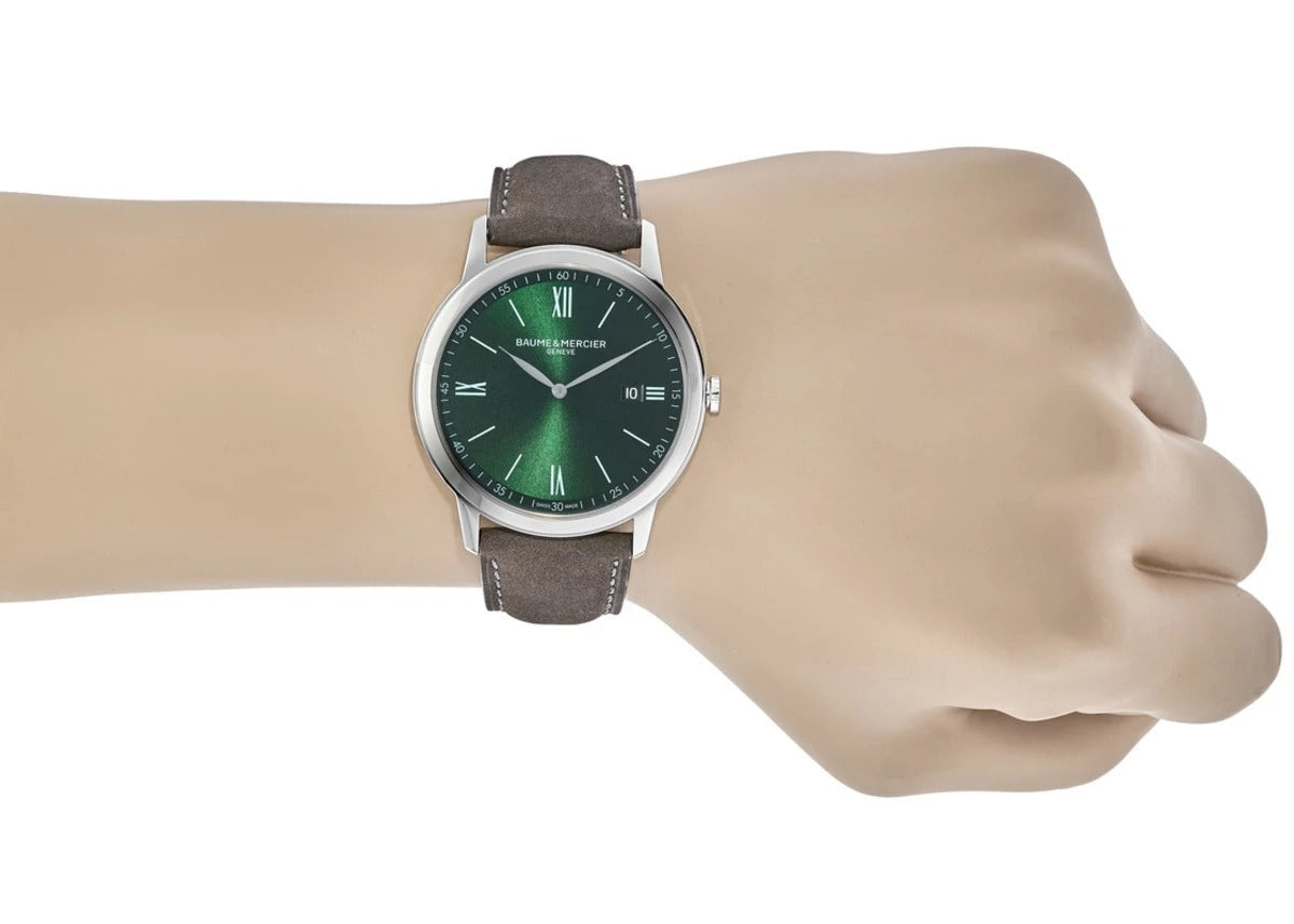 Baume & Mercier Classima Quartz Green Dial Leather Strap