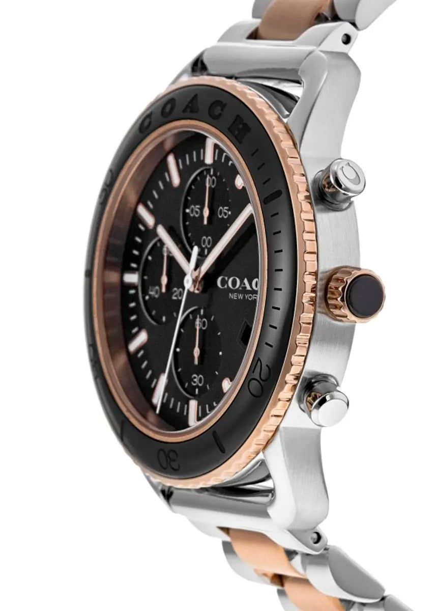 Coach Cruiser Black Chronograph Dial Two-Tone Steel