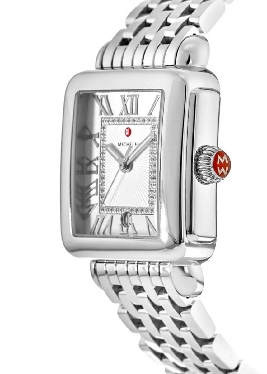 Michele Deco Madison Diamond Silver Sunray Diamond Dial