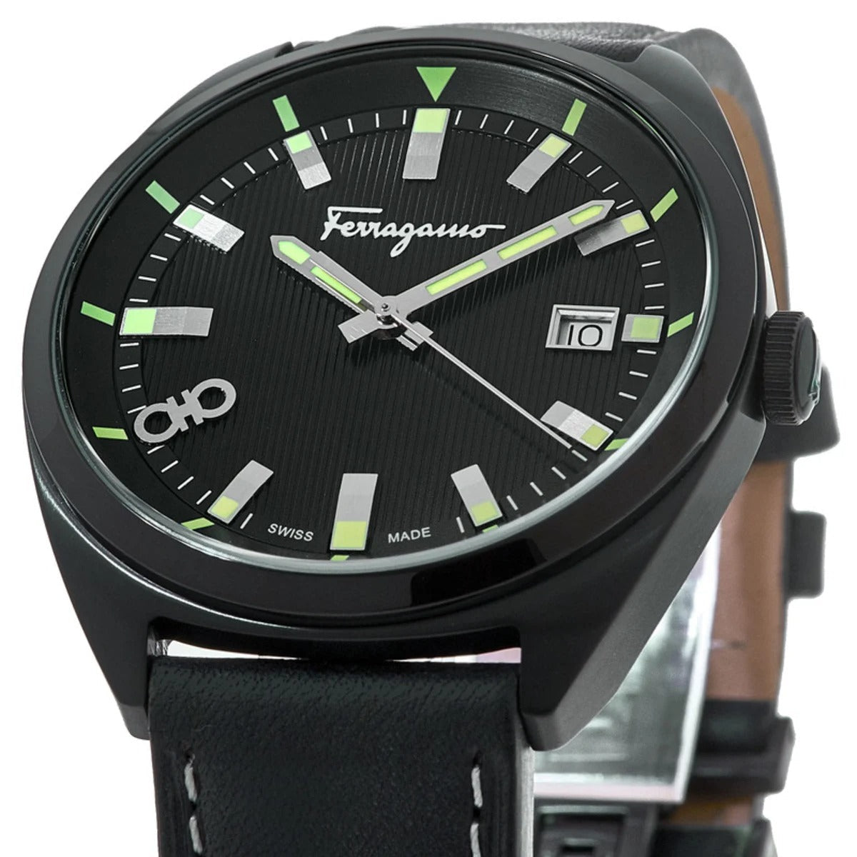 Salvatore Ferragamo Evolution 40mm Black Dial Leather Strap