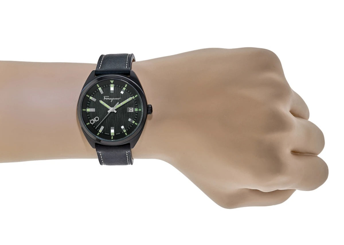 Salvatore Ferragamo Evolution 40mm Black Dial Leather Strap