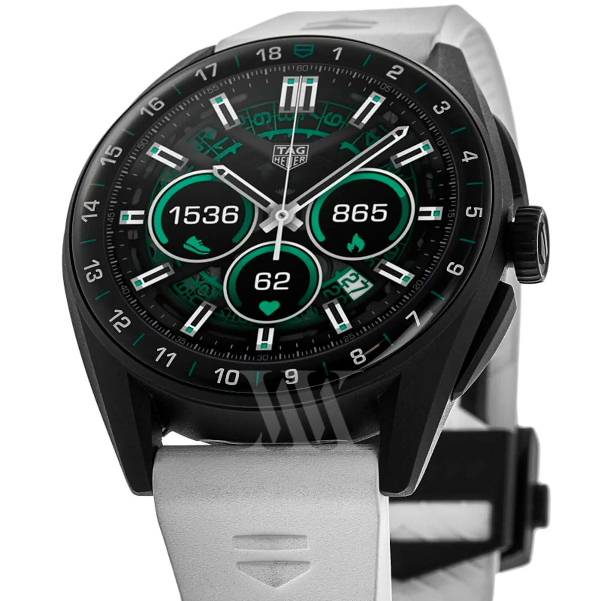 Tag Heuer Connected Calibre E4 - 42mm Special Golf Edition Digital Dial White Rubber Strap