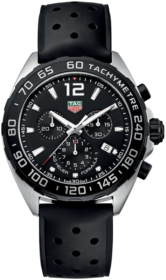 Tag Heuer Formula 1 Quartz Chronograph Black Dial Rubber Strap Reloj de hombre