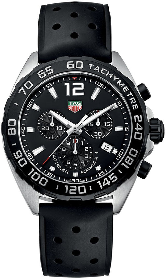 Tag Heuer Formula 1 Quartz Chronograph Black Dial Rubber Strap Reloj de hombre