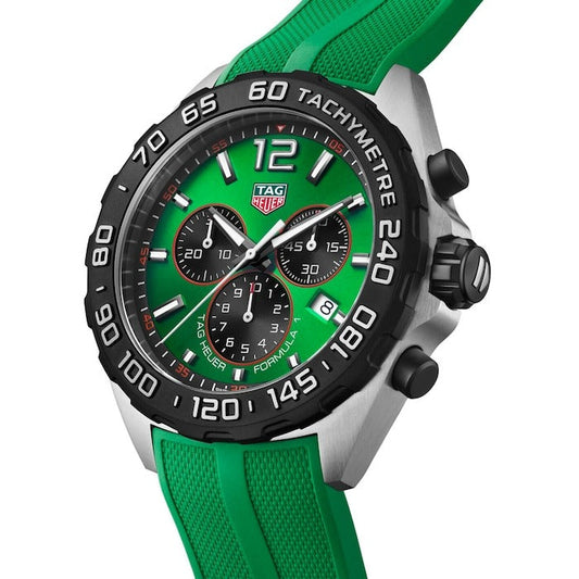 Tag Heuer Formula 1 Quartz Chronograph Green Dial Rubber Strap