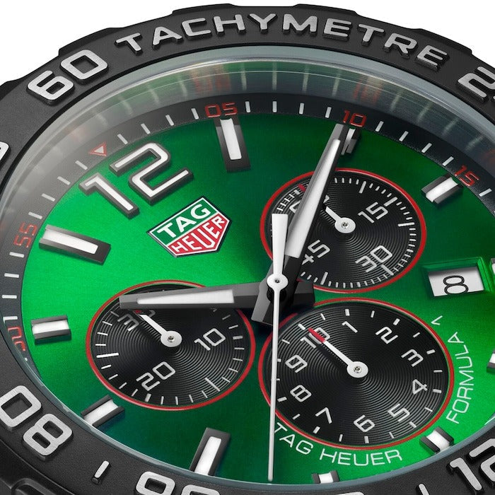Tag Heuer Formula 1 Quartz Chronograph Green Dial Rubber Strap
