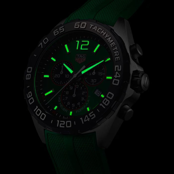 Tag Heuer Formula 1 Quartz Chronograph Green Dial Rubber Strap