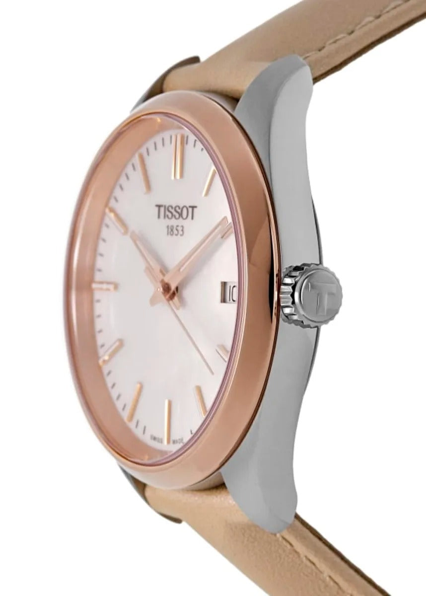 Tissot PR 100 Quartz 34mm Mother of Pearl Dial Cream Leather Strap