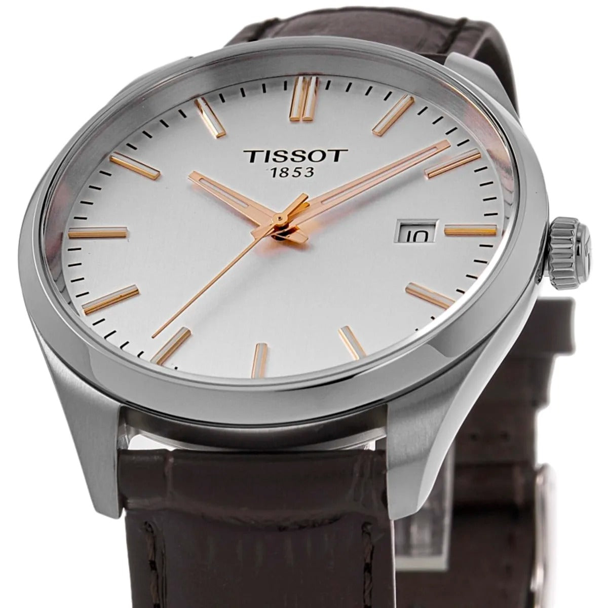 Tissot PR 100 Quartz Silver Dial Brown Leather Strap