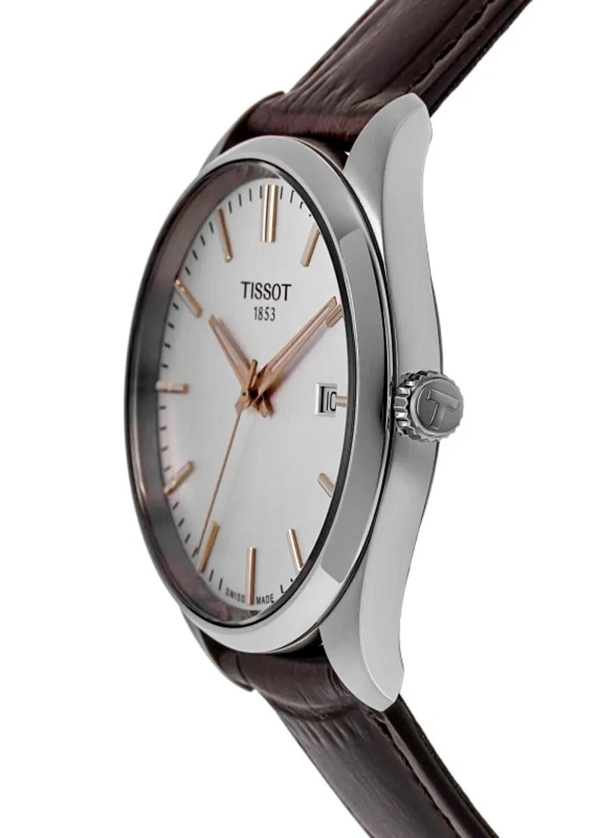Tissot PR 100 Quartz Silver Dial Brown Leather Strap