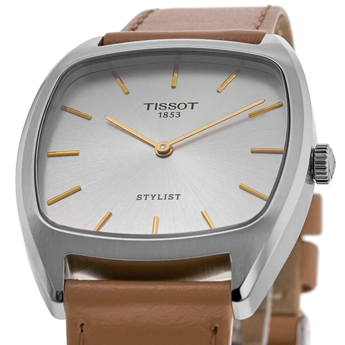 Tissot Stylist Quartz Silver Dial Leather Strap