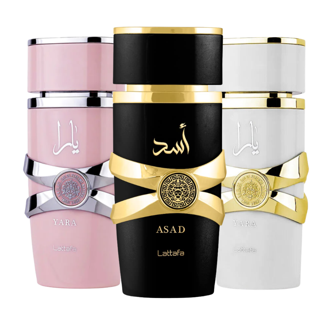 Asad, Yara & Yara Moi Eau de Parfum Spray 100ml (3.4 oz) by Lattafa (Bundle)