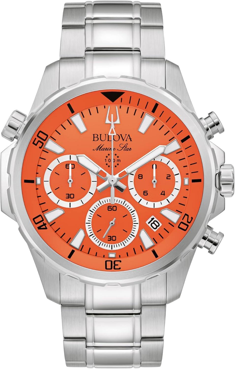Marine Star Orange Dial and Stainless Steel Bracelet Watch | 43.5Mm | 96B395 Bulova