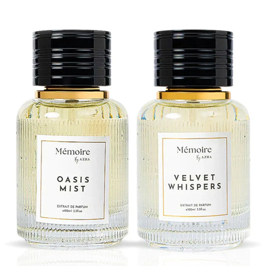 Oasis Mist & Velvet Whispers Extrait de Parfum Sprays 100ml (3.3 oz) - Memoire Collection by Azha (Bundle)