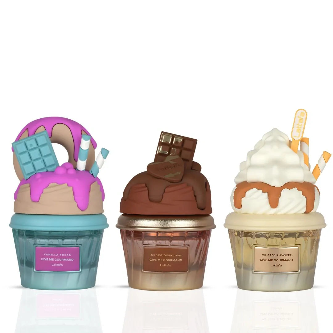 Vanilla Freak, Choco Overdose & Whipped Pleasure Eau de Parfum Sprays 75ml (2.5 oz) by Lattafa (Bundle)