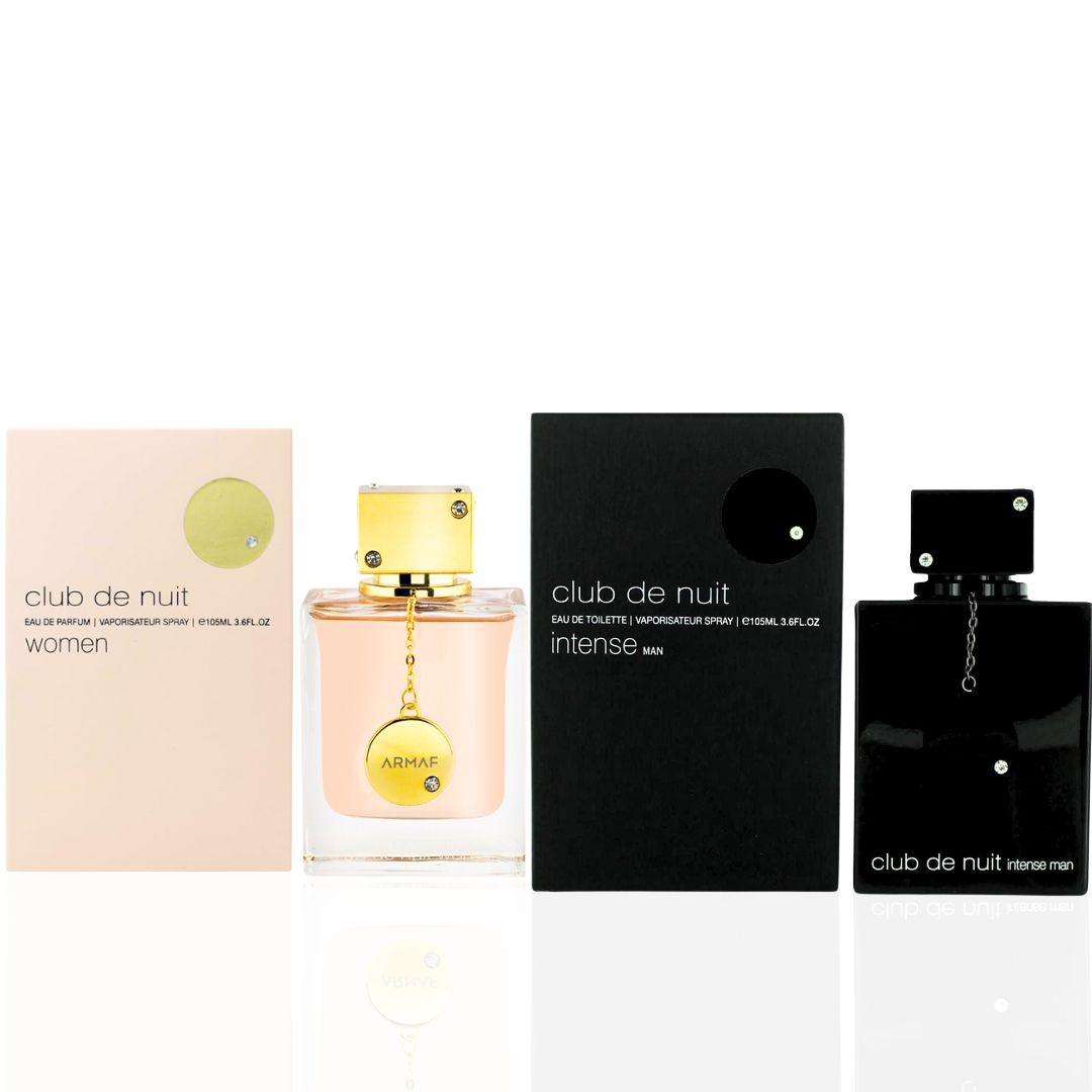 Club De Nuit Intense for Men EDT 105ml (3.6oz) & Club De Nuit for Women EDP 105ml (3.6 oz) by Armaf (Value Pack)