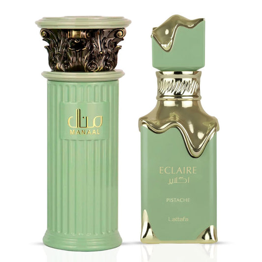 Manaal by Ard Al Zaafaran & Eclaire Pistache by Lattafa - Eau de Parfum Sprays 100ml (3.4 oz) (Bundle)
