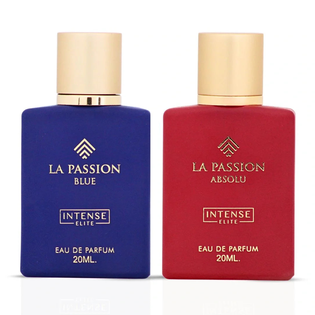 La Passion Blue & La Passion Absolu Eau de Parfum Sprays 20ml (0.6 oz) by Intense Elite (Bundle)