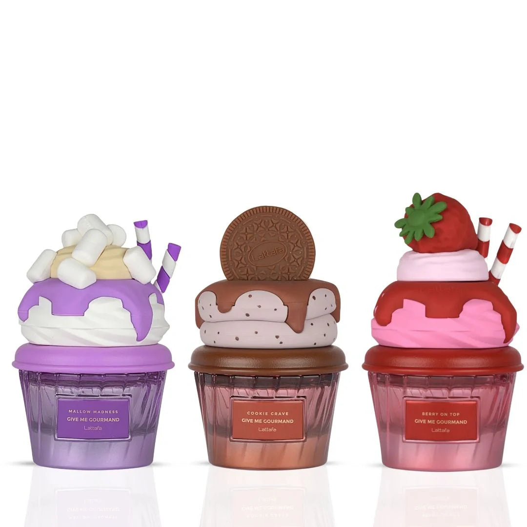 Mallow Madness, Cookie Crave & Berry on Top Eau de Parfum Sprays 75ml (2.8 oz) by Lattafa (Bundle)