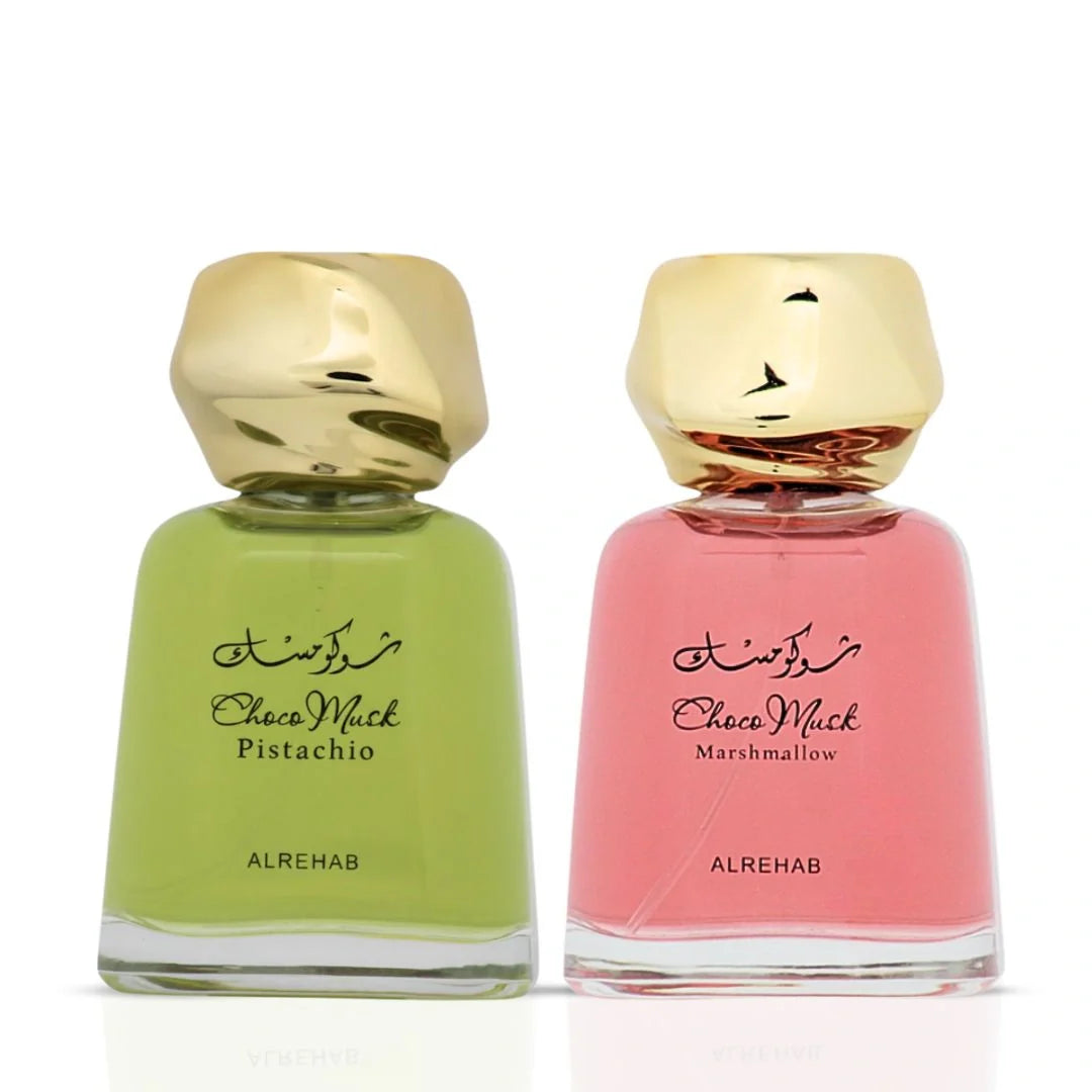 Choco Musk Pistachio & Choco Musk Marshmallow Eau de Parfum Sprays 100ml (3.4 oz) by Al Rehab (Bundle)
