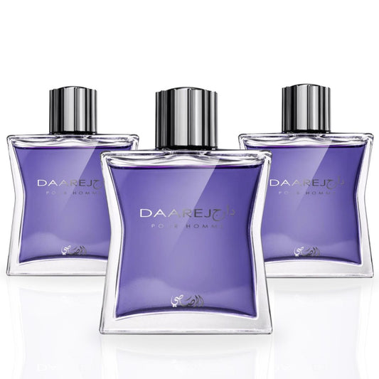 Daarej Pour Homme Eau de Parfum Spray 100ml (3.4 oz) by Rasasi (Pack of 3)