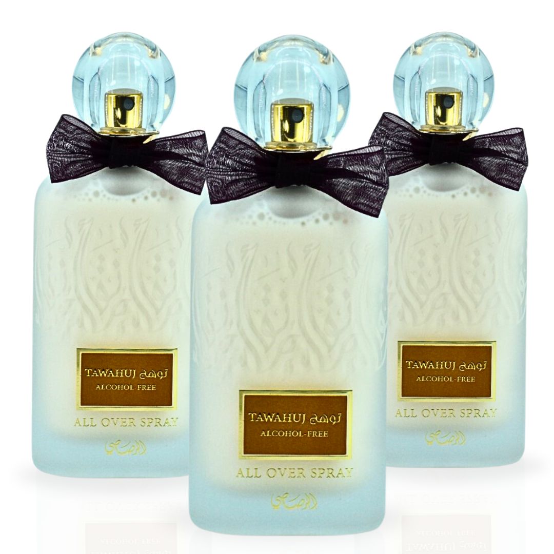 Tawahuj All Over Spray Alcohol Free 100ml (3.4 oz) by Rasasi (Pack of 3)