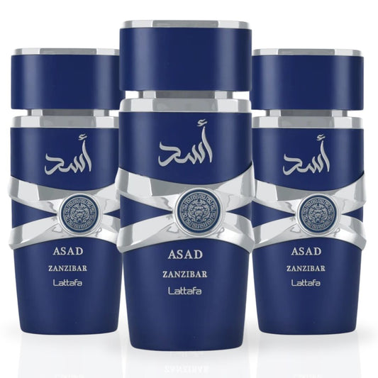 Asad Zanzibar Eau de Parfum Spray 100ml (3.4 oz) by Lattafa (Pack of 3)