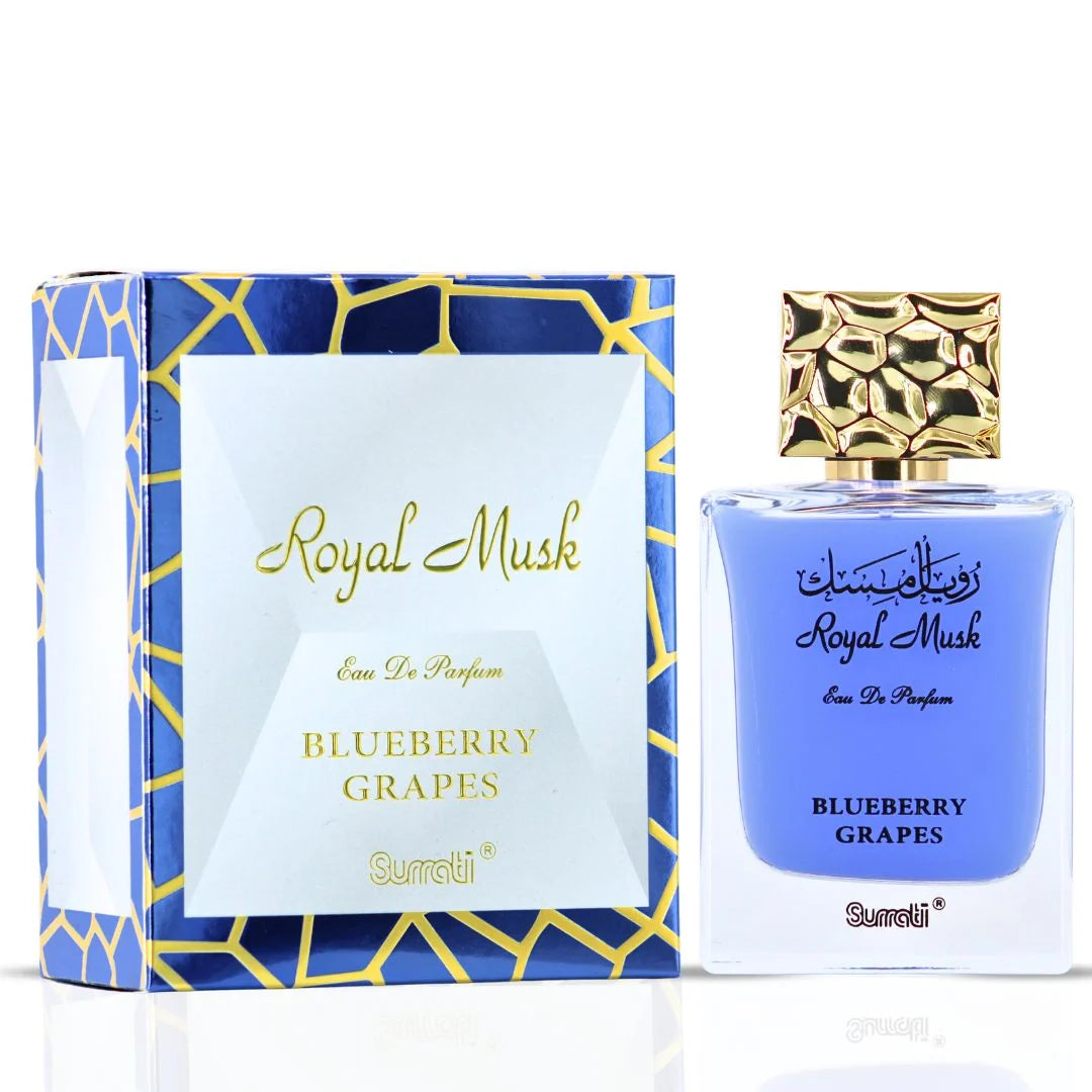 Royal Musk Blueberry Grapes Eau de Parfum Spray 100ml (3.4 oz) by Surrati