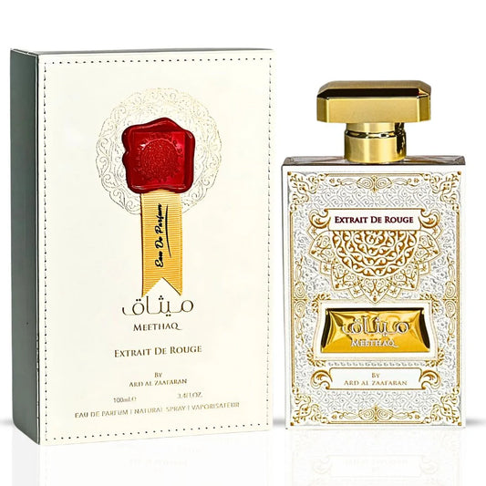 Meethaq Extrait De Rouge Eau de Parfum Spray 100ml (3.4 oz) by Ard Al Zaafaran