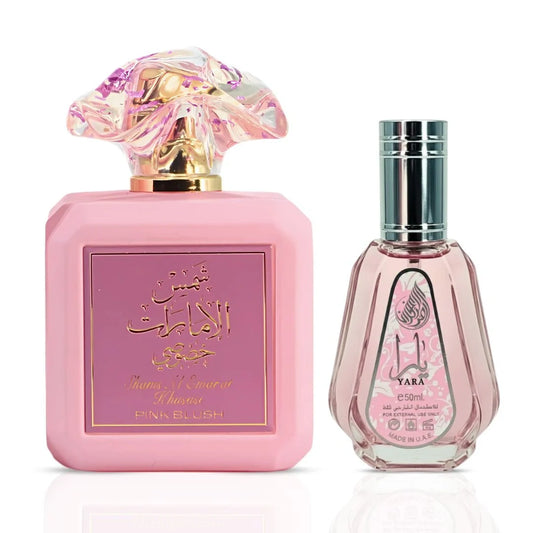 Pink Blush Shams Al Emarat Khususi 100ml (3.4 oz) & Yara 50ml (1.7 oz) by Ard Al Zaafaran Eau de Parfum Sprays (Bundle)