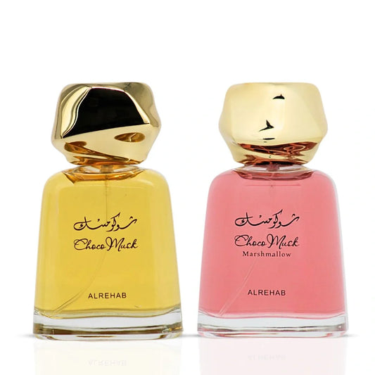 Choco Musk & Choco Musk Marshmallow Eau de Parfum Sprays 100ml (3.4 oz) by Al Rehab (Bundle)