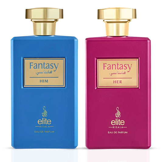 Fantasy For Him & Fantasy For Her Eau de Parfum Sprays 100ml (3.4 oz) by Elite Risala (Bundle)