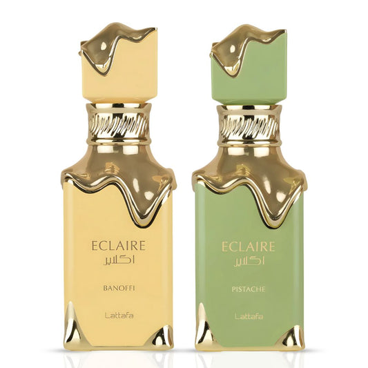 Eclaire Banoffi & Eclaire Pistache Eau de Parfum Sprays 100ml by Lattafa (Bundle)