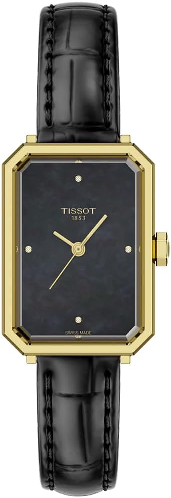Tissot SRV, Swiss Quartz Watch for Women, Stainless Steel Case, Black Mother of Pearl Dial, T1601103612600