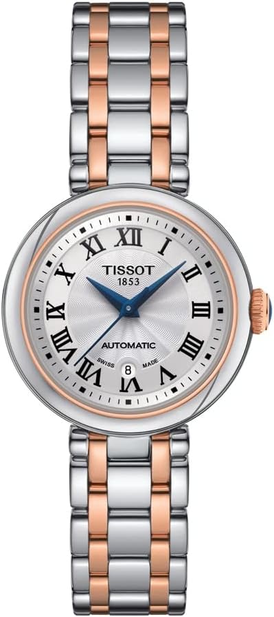 Tissot Womens Bellissima Automatic 316L Stainless Steel case with Rose Gold PVD Coating Swiss Automatic Watch, Grey, Stainless Steel, 5 (T1262072201300)