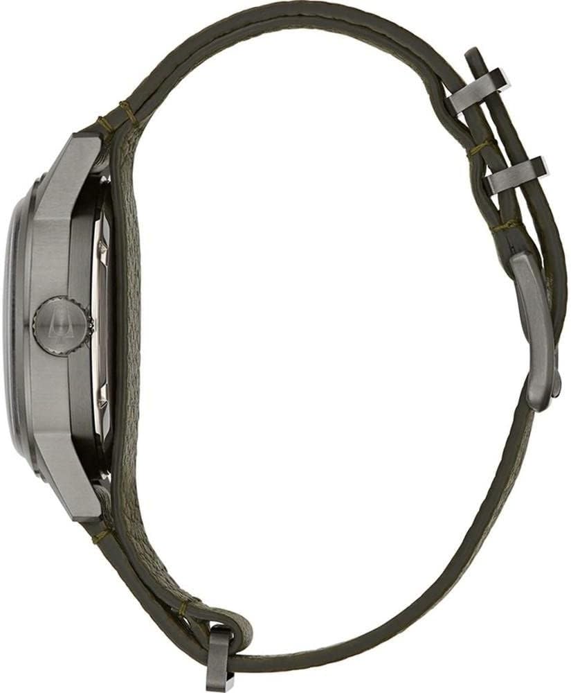 Bulova Men's Military Heritage Hack Stainless Steel 3-Hand Automatic Watch, NATO Leather Strap, Luminous Hands and Markers