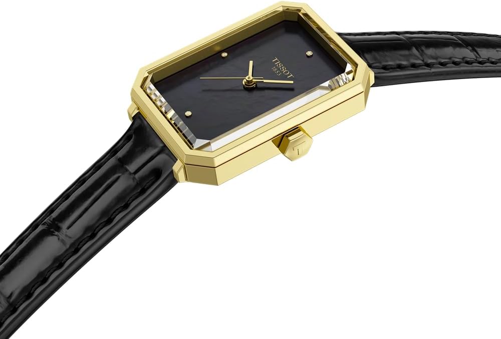 Tissot SRV, Swiss Quartz Watch for Women, Stainless Steel Case, Black Mother of Pearl Dial, T1601103612600