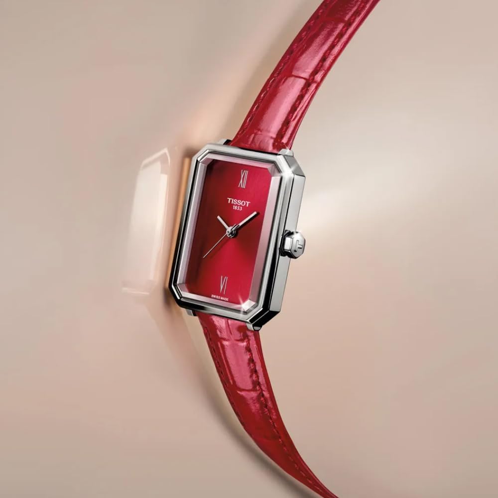 Tissot SRV, Swiss Quartz Watch for Women, Stainless Steel Case, Red Dial, T1601101642300