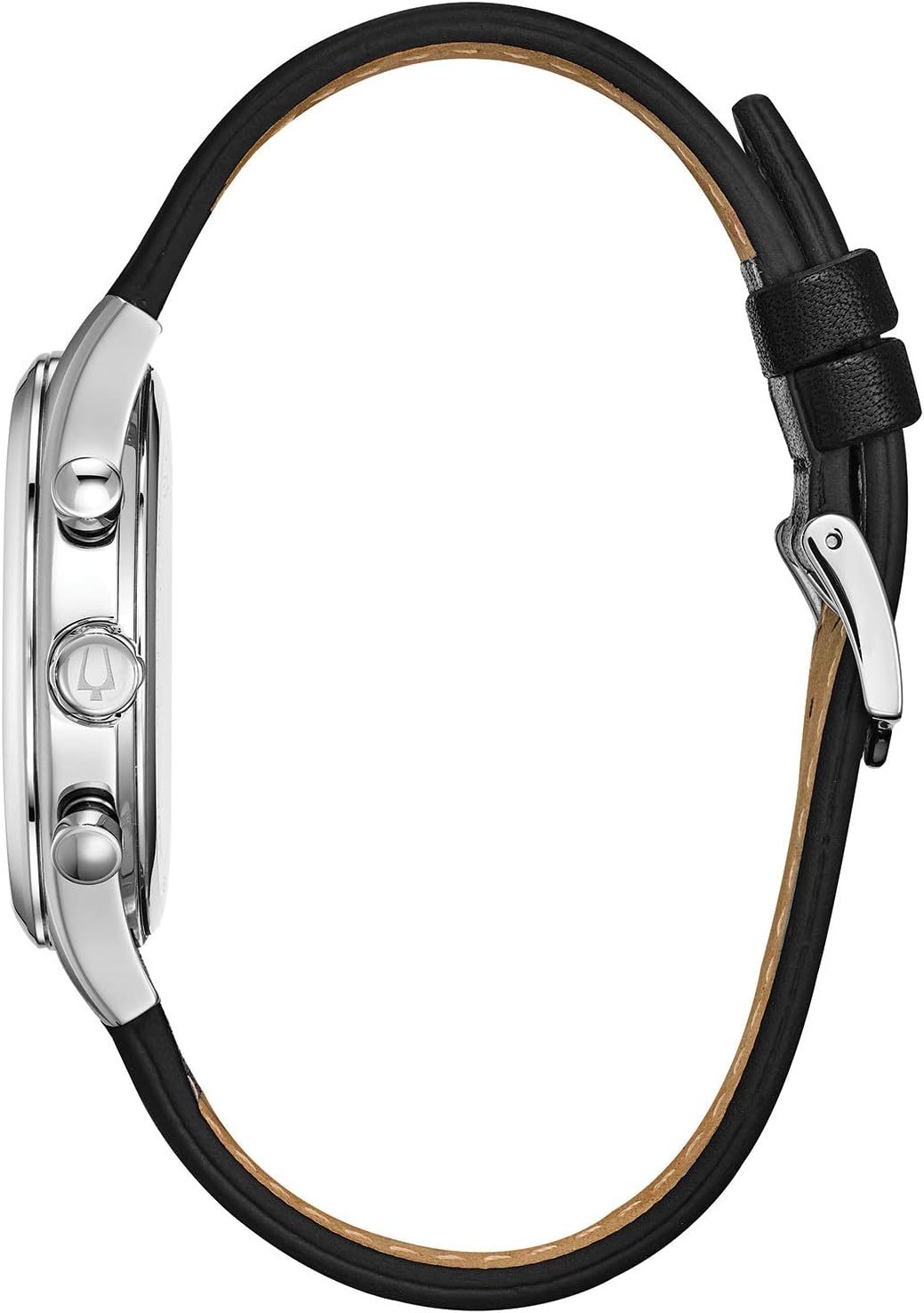 Bulova Men's Classic Stainless Steel 6-Hand Chronograph Quartz Leather Strap Watch with Grey Dial, Gold Accents, Arabic Markers, 41mm