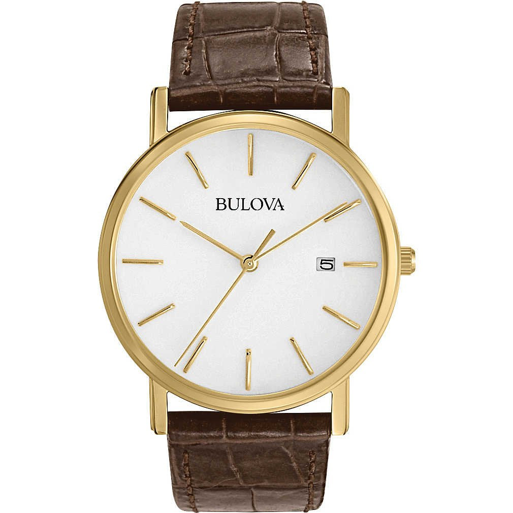 Bulova Men's Classic 3-Hand Calendar Date Quartz Leather Strap Watch, Buckle, 37mm