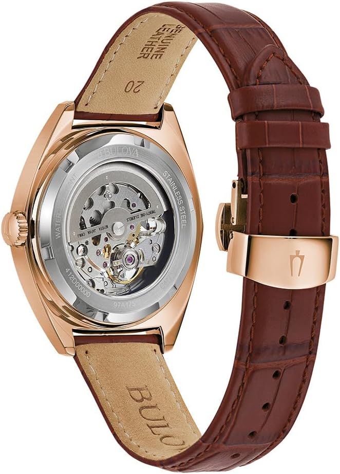 Bulova Men's Automatic Dress Classic Surveyor Watch, Black Leather Strap, Full Skeleton Dial, 42 Hour Power Reserve, 41mm