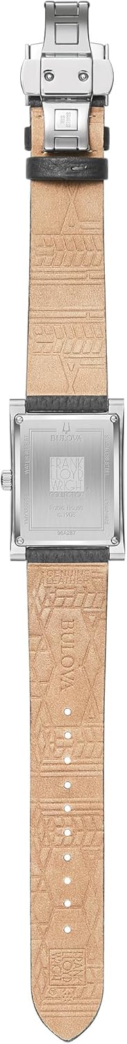 Bulova Frank Lloyd Wright Robie House Stainless Steel 3-Hand mens Quartz Watch, Gray Leather Strap Style: 96A287