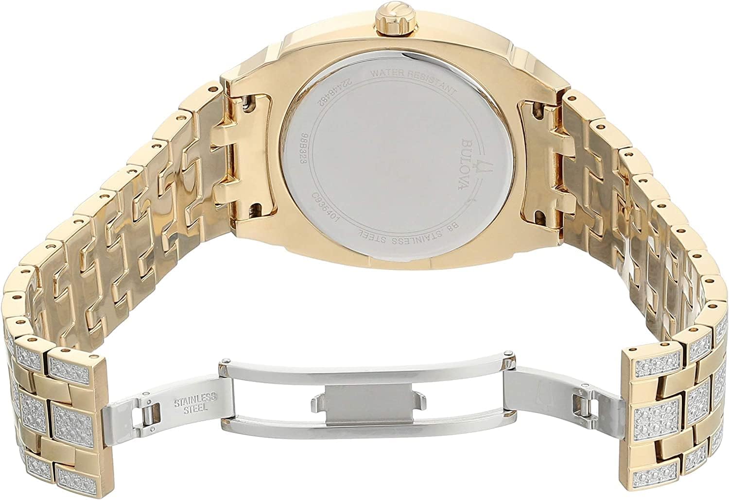 Bulova Men's Crystal Phantom 3-Hand Date Quartz Cushion Shaped Case Watch, Pave Crystal Dial, 40mm