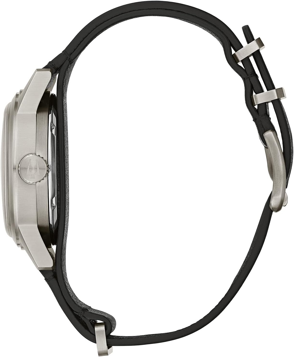 Bulova Men's Military Heritage Hack Stainless Steel 3-Hand Automatic Watch, NATO Leather Strap, Luminous Hands and Markers, Black Leather/Ivory Dial