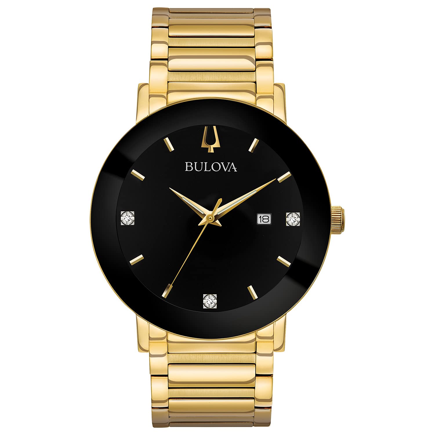 Bulova Men's 3-Hand Quartz Watch with Diamond Dial and Edge to Edge Crystal