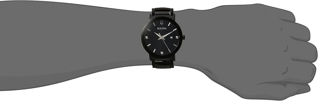 Bulova Men's 3-Hand Quartz Watch with Diamond Dial and Edge to Edge Crystal